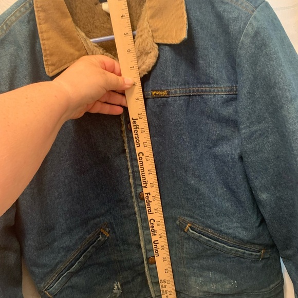 Vintage Sherpa lined corduroy collar wrangler made USA size vintage 42 - Picture 11 of 16